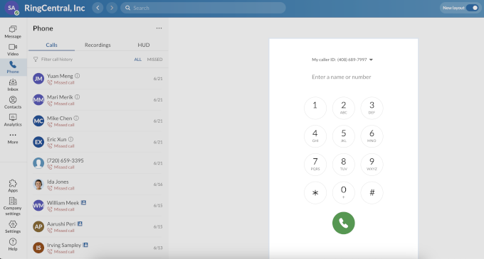 RingCentral phone app
