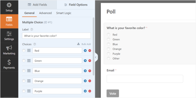 Un exemple de quiz, créé avec WPForms