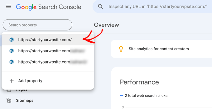 Select a Google Search Console Property Select a Google Search Console Property