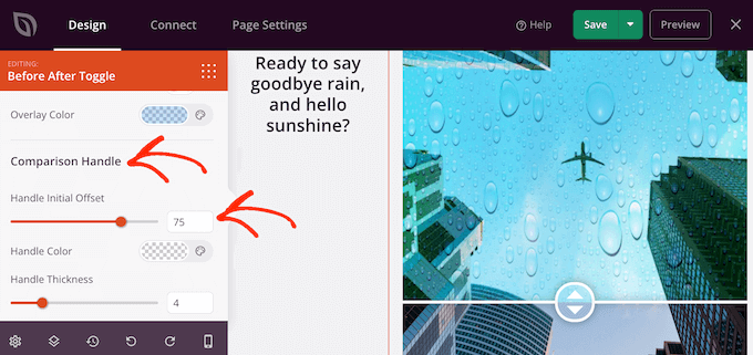 Changing the initial offset on a before/after picture Changing the initial offset on a before/after picture