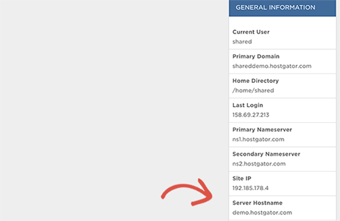 Numele serverului HostGator