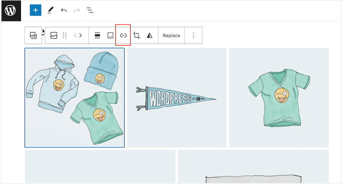 Adding links to a product gallery on an online store Adding links to a product gallery on an online store