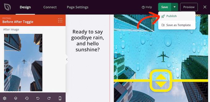 Publishing a before and after image using SeedProd Publishing a before and after image using SeedProd