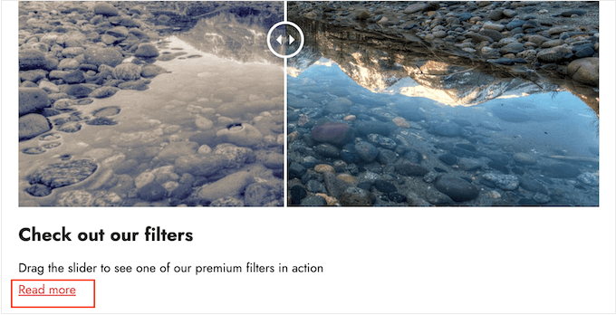 Adding a Read More link to a comparison image with a slide effect Adding a Read More link to a comparison image with a slide effect