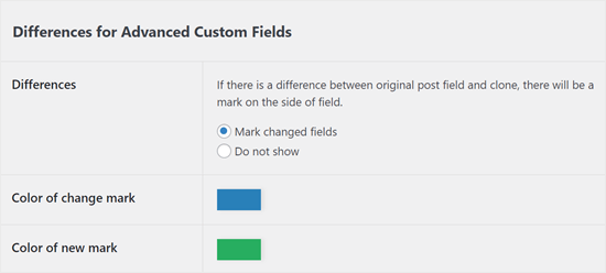Marking changes to an advanced custom field with the Revision Manager TMC plugin Marking changes to an advanced custom field with the Revision Manager TMC plugin