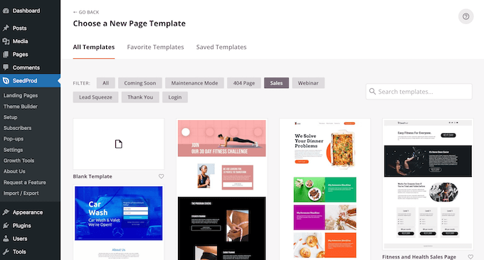 SeedProd's ready-made templates SeedProd's ready-made templates