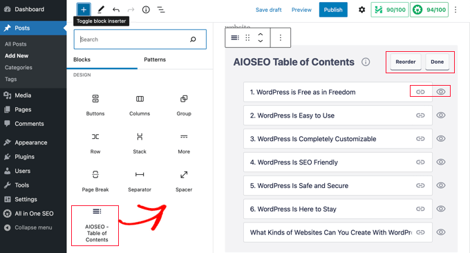 Add an AIOSEO Table of Contents Block to the Post or Page Add an AIOSEO Table of Contents Block to the Post or Page