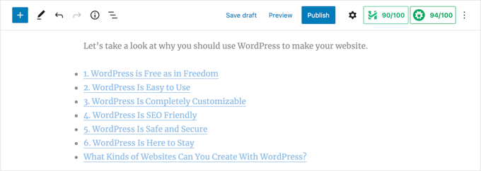 Your Table of Contents is a List of Links to Headings in the Post or Page Your Table of Contents is a List of Links to Headings in the Post or Page