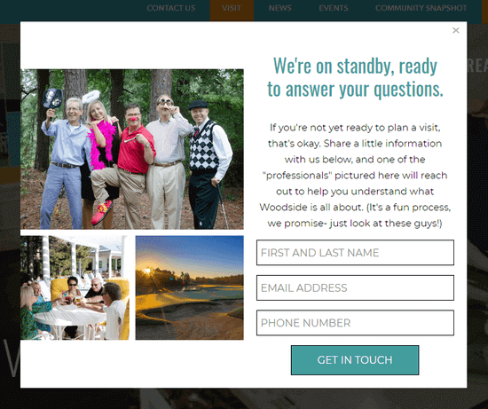 WoodSide Communities real estate popup example WoodSide Communities real estate popup example