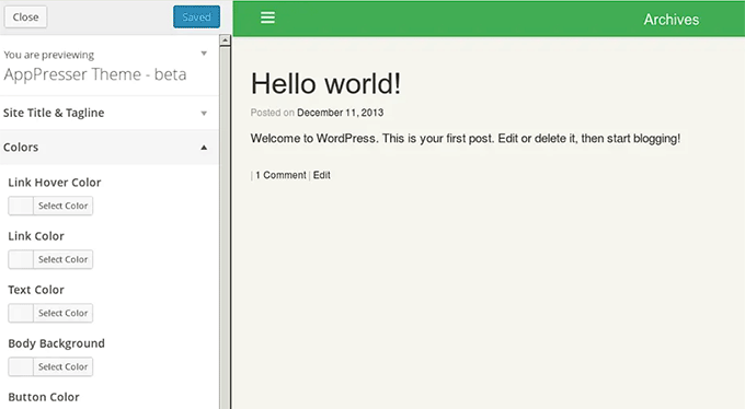 AppPresser live preview 
