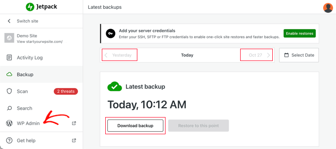 Browsing Jetpack Backups Browsing Jetpack Backups