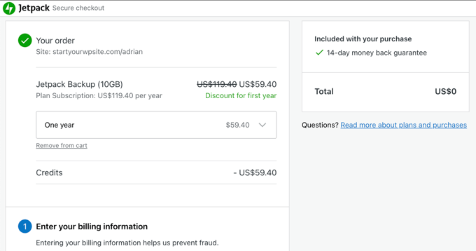 Jetpack Backup Order Form Jetpack Backup Order Form