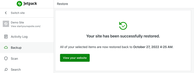 Jetpack Backup Restore Successful Jetpack Backup Restore Successful