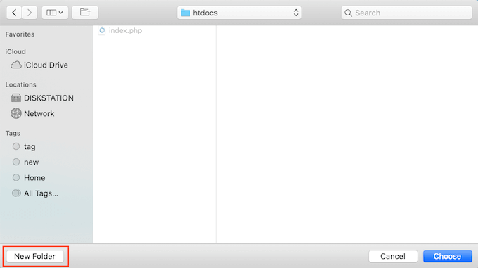 Creating a new folder for local WordPress Creating a new folder for local WordPress