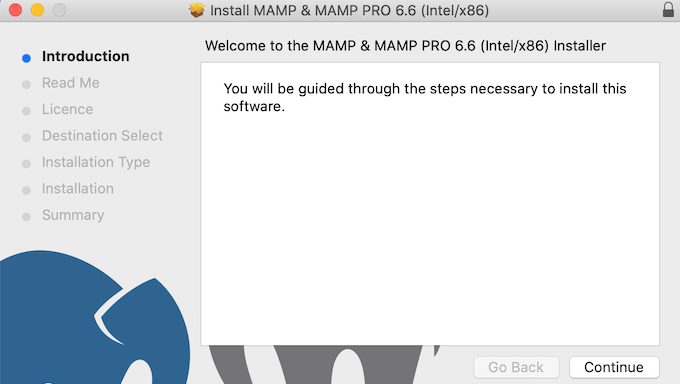 The MAMP for Mac installer The MAMP for Mac installer