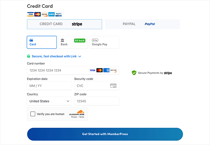 MemberPress Payment details