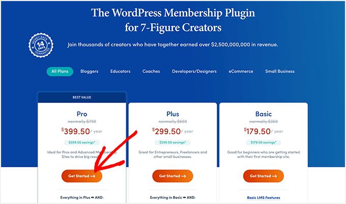 MemberPress pricing plans