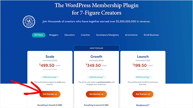 MemberPress pricing plans