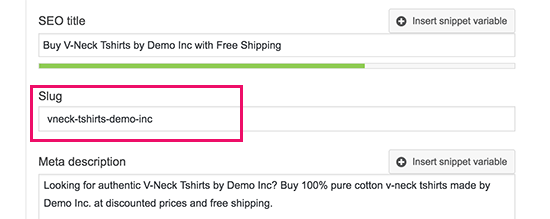 Cambiar el slug del producto Cambiar el slug del producto