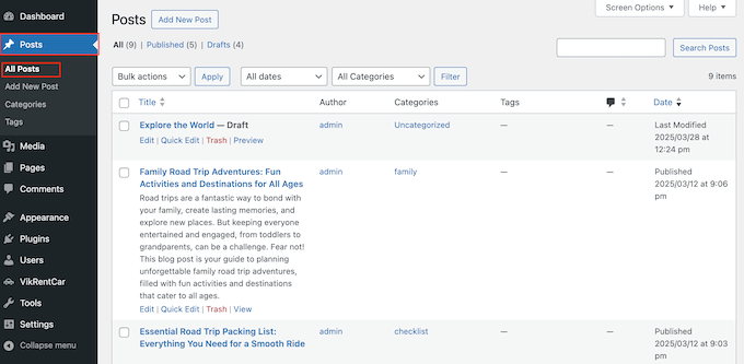 Viewing imported posts in WordPress Viewing imported posts in WordPress