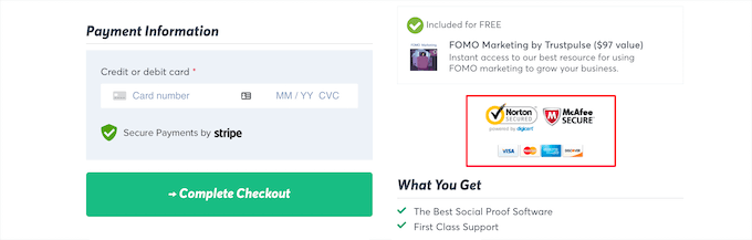 TrustPulse trust badges example TrustPulse trust badges example