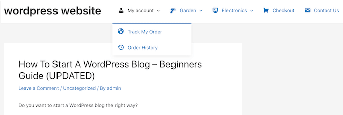 An example of a navigation menu, with image icons An example of a navigation menu, with image icons
