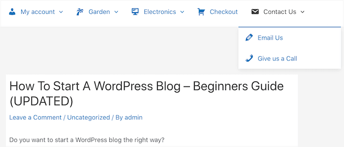An example of image icons in a WordPress navigation menu An example of image icons in a WordPress navigation menu