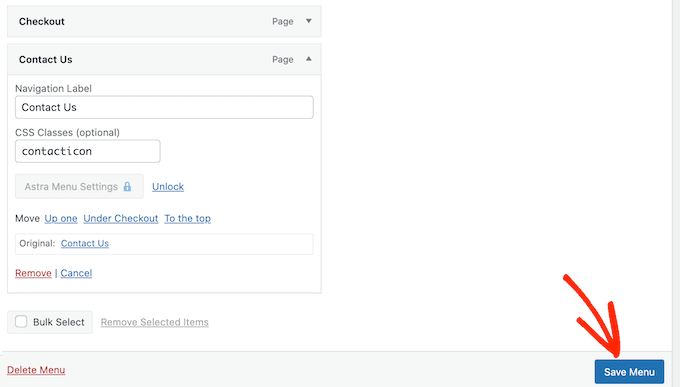 Publishing a menu with image icons Publishing a menu with image icons