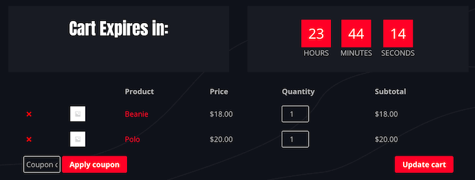 SeedProd WooCommerce cart page SeedProd WooCommerce cart page