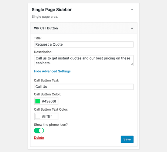 WordPress Call Button Sidebar Widget WordPress Call Button Sidebar Widget