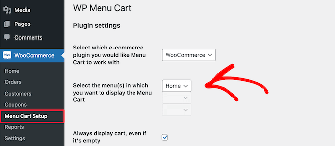 WP Menu Cart settings WP Menu Cart settings