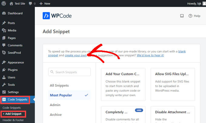wpcode insert in posts Create your own code snippet with WPCode