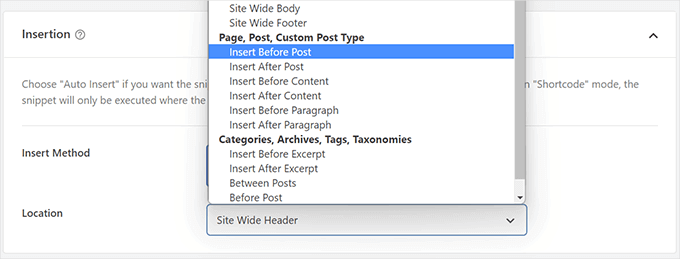 Insert snippet before post in WPCode Insert snippet before post in WPCode