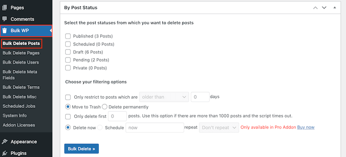 WordPress Bulk Deleteプラグイン