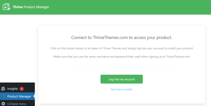 Accesați managerul de produse Thrive