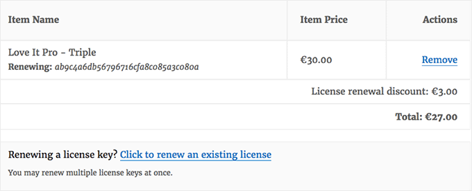License key generated by EDD