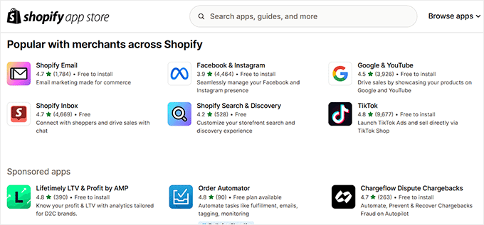 Shopify app store