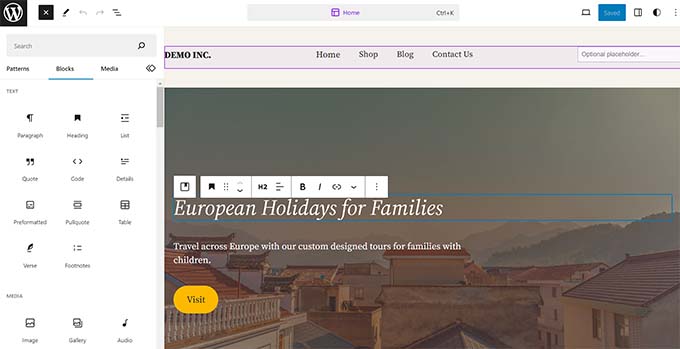 Site editor in WordPress Site editor in WordPress
