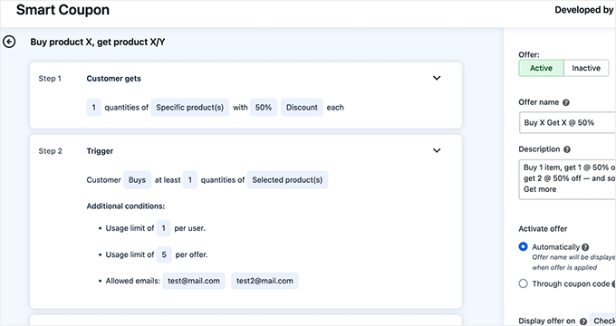 Smart Coupons for WooCommerce user interface