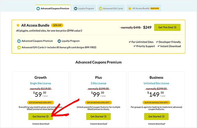 The pricing plans for Advanced Coupons The pricing plans for Advanced Coupons