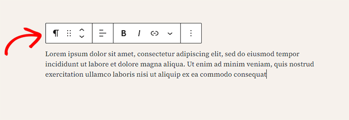 Block toolbar Block toolbar