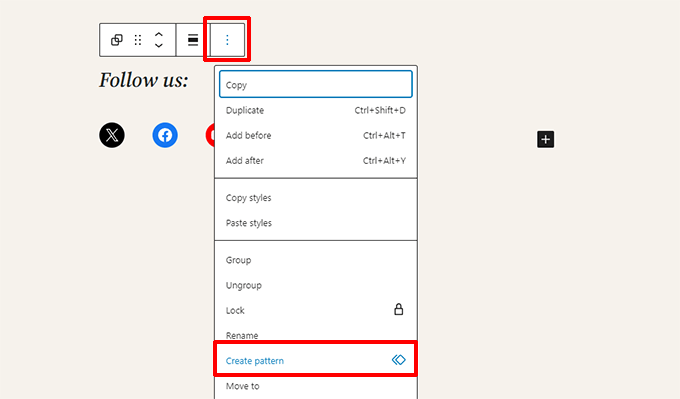 Create reusable block pattern Create reusable block pattern