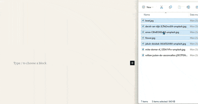 Drag ad drop file uploads in block editor Drag ad drop file uploads in block editor