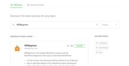 Subscribe to a website using Feedly Subscribe to a website using Feedly