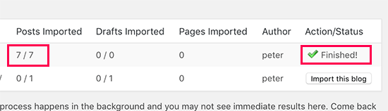 Import finished Import finished