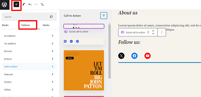 Insert pattern Insert pattern