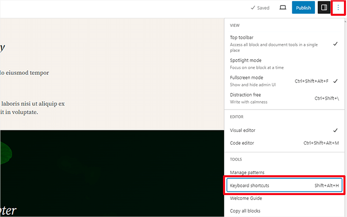 Use keyboard shortcuts in block editor Use keyboard shortcuts in block editor