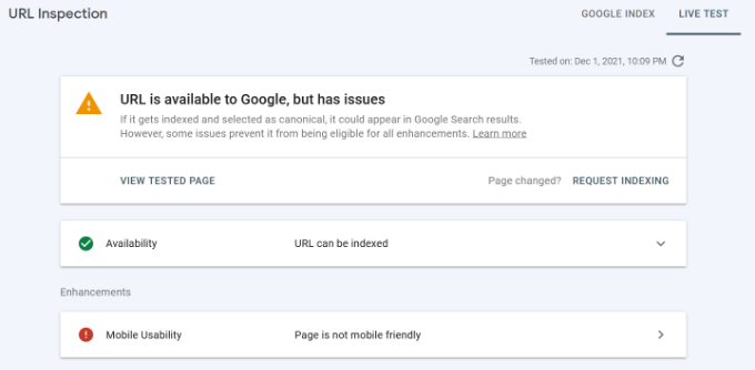 Prueba en vivo de URL Prueba en vivo de URL