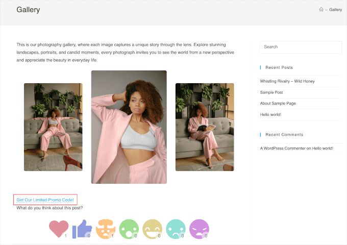 livewebsite-optinmonster-monsterlink The MonsterLink with custom CTA on a live website