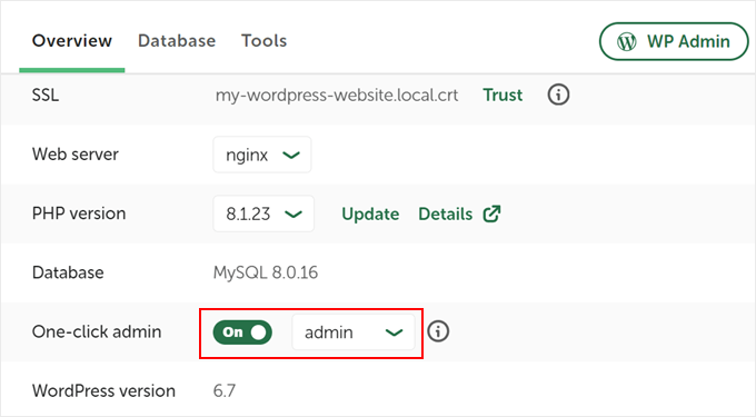 Enabling one-click admin login with Local WP Enabling one-click admin login with Local WP